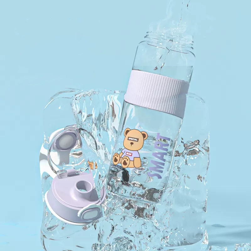 Roztomilé fľaše na vodu pre dievčatá Kawaii tekvica so slamkou 1 liter do školy Biela detská fľaša Detské plastové tekvice na pitie