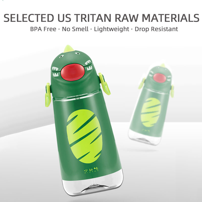 Uus Pinkah laste õlarihmaga veekeetja, kaasaskantav kooli plastikust veepudel, loominguline multikas dinosauruse kujuga 450 ml