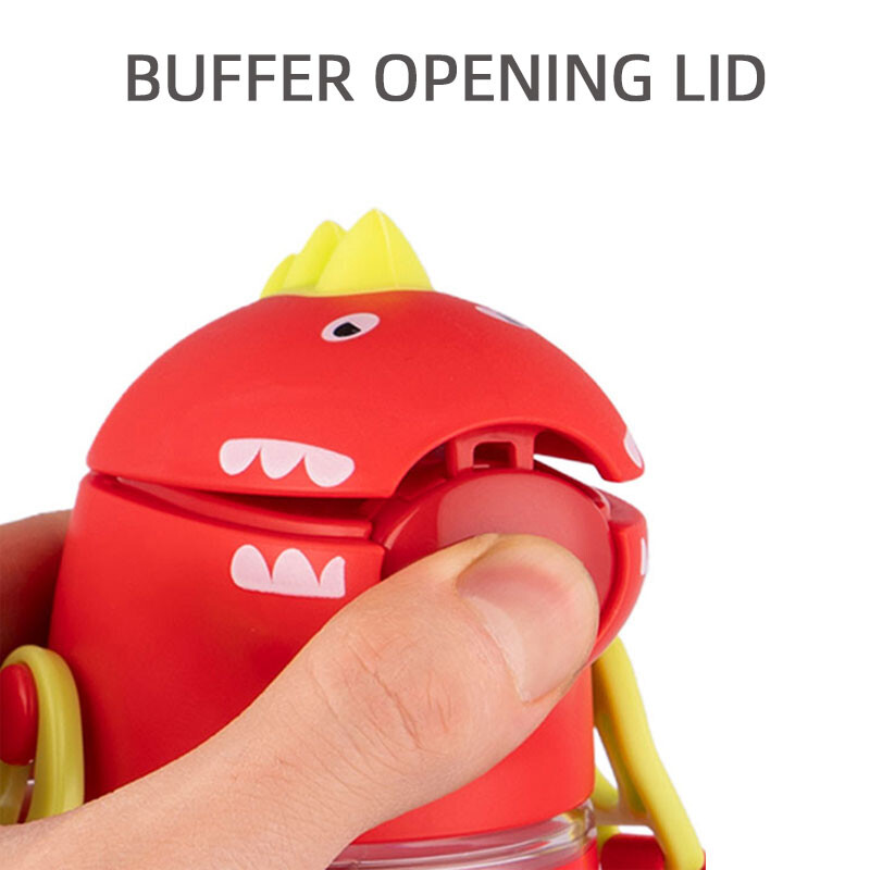 Uus Pinkah laste õlarihmaga veekeetja, kaasaskantav kooli plastikust veepudel, loominguline multikas dinosauruse kujuga 450 ml