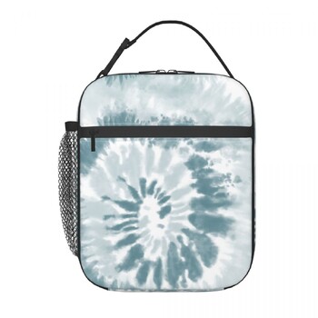 Trendy Teal Swirl Tie Dye Pattern Insolated Lunch Tote Bag for Women Resuable Cooler Thermal Bento Box Kids School Παιδιά