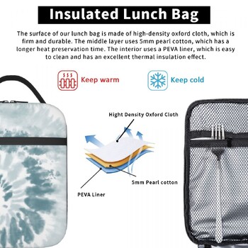 Trendy Teal Swirl Tie Dye Pattern Insolated Lunch Tote Bag for Women Resuable Cooler Thermal Bento Box Kids School Παιδιά