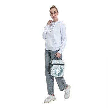 Trendy Teal Swirl Tie Dye Pattern Insolated Lunch Tote Bag for Women Resuable Cooler Thermal Bento Box Kids School Παιδιά