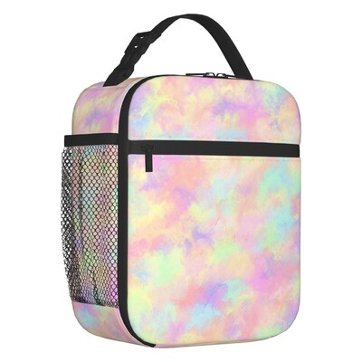 Trendikas sinakaspunase keerisevärvi lipsuvärvi mustriga isoleeritud lõunasöögikott naistele, taaskasutatav jahuti termiline Bento Box lastele koolilastele