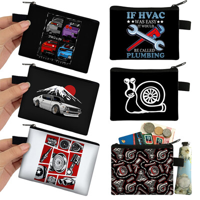 Japonia JDM Racing Car Print Monedă Poșetă Femei Mecanic Motor Turbină Bărbați Bani Monede Genți Căști Suport card de credit Poșete Cadou