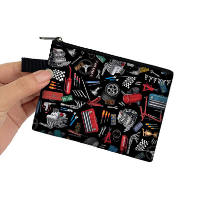 Japonia JDM Racing Car Print Monedă Poșetă Femei Mecanic Motor Turbină Bărbați Bani Monede Genți Căști Suport card de credit Poșete Cadou