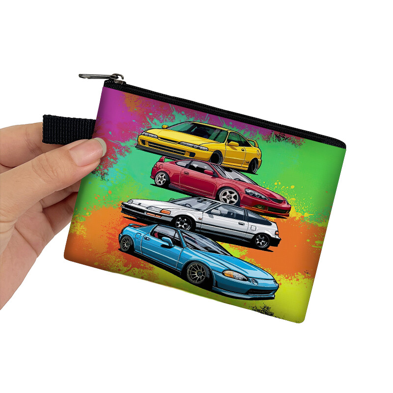 Japonia JDM Racing Car Print Monedă Poșetă Femei Mecanic Motor Turbină Bărbați Bani Monede Genți Căști Suport card de credit Poșete Cadou