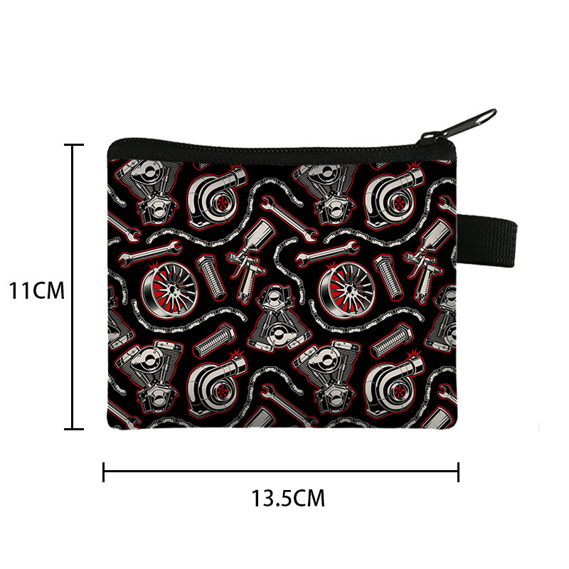 Japonia JDM Racing Car Print Monedă Poșetă Femei Mecanic Motor Turbină Bărbați Bani Monede Genți Căști Suport card de credit Poșete Cadou