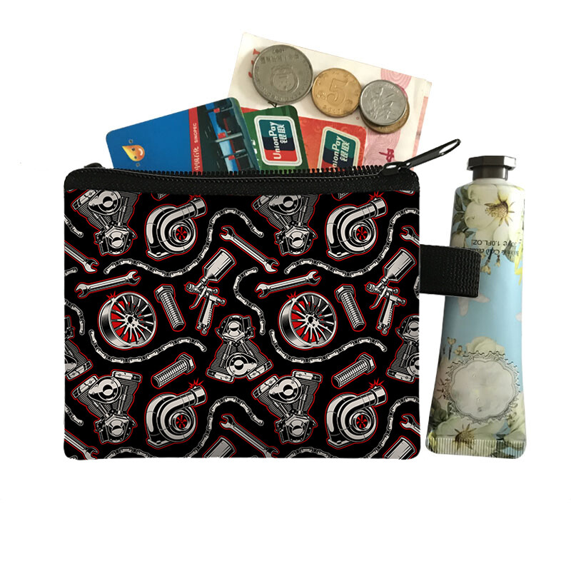 Japonia JDM Racing Car Print Monedă Poșetă Femei Mecanic Motor Turbină Bărbați Bani Monede Genți Căști Suport card de credit Poșete Cadou