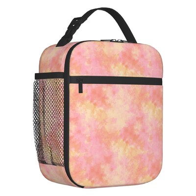 Peachy Pink Boho Tie Dye Μοτίβο Θερμομονωμένη τσάντα μεσημεριανού γεύματος Γυναικεία τσάντα μεσημεριανού γεύματος για σχολικό γραφείο Εξωτερικό πολυλειτουργικό κουτί φαγητού
