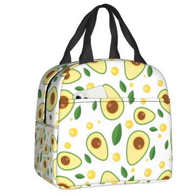 Veganska izolirana torba za ručak s printom voća i avokada za žene Hladnjak Termalna kutija za ručak za hranu za školski posao Putne torbe za piknik
