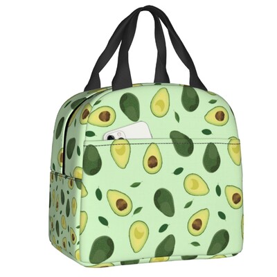 Veganska izolirana torba za ručak s printom voća i avokada za žene Hladnjak Termalna kutija za ručak za hranu za školski posao Putne torbe za piknik