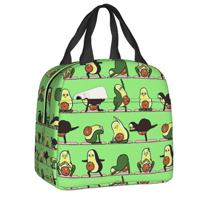 Veganska izolirana torba za ručak s printom voća i avokada za žene Hladnjak Termalna kutija za ručak za hranu za školski posao Putne torbe za piknik