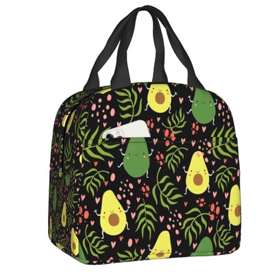 Veganska izolirana torba za ručak s printom voća i avokada za žene Hladnjak Termalna kutija za ručak za hranu za školski posao Putne torbe za piknik