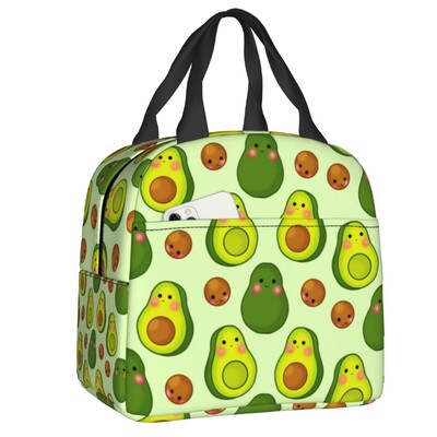Veganska izolirana torba za ručak s printom voća i avokada za žene Hladnjak Termalna kutija za ručak za hranu za školski posao Putne torbe za piknik