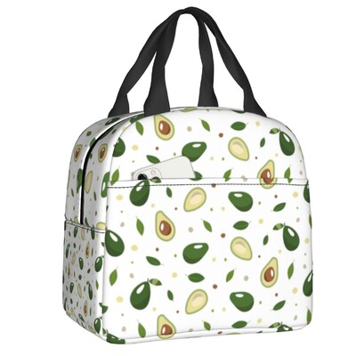 Veganska izolirana torba za ručak s printom voća i avokada za žene Hladnjak Termalna kutija za ručak za hranu za školski posao Putne torbe za piknik