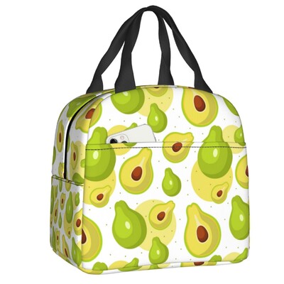 Veganska izolirana torba za ručak s printom voća i avokada za žene Hladnjak Termalna kutija za ručak za hranu za školski posao Putne torbe za piknik