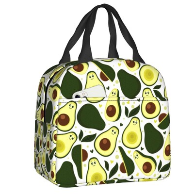 Veganska izolirana torba za ručak s printom voća i avokada za žene Hladnjak Termalna kutija za ručak za hranu za školski posao Putne torbe za piknik