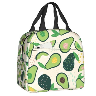 Veganska izolirana torba za ručak s printom voća i avokada za žene Hladnjak Termalna kutija za ručak za hranu za školski posao Putne torbe za piknik