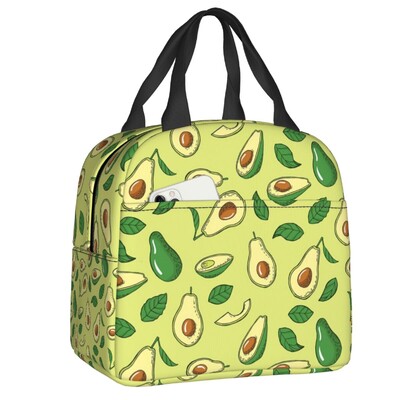 Veganska izolirana torba za ručak s printom voća i avokada za žene Hladnjak Termalna kutija za ručak za hranu za školski posao Putne torbe za piknik