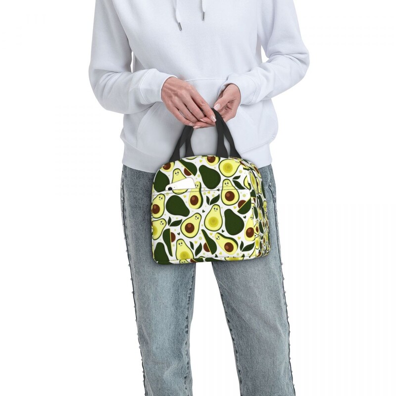 Veganska izolirana torba za ručak s printom voća i avokada za žene Hladnjak Termalna kutija za ručak za hranu za školski posao Putne torbe za piknik