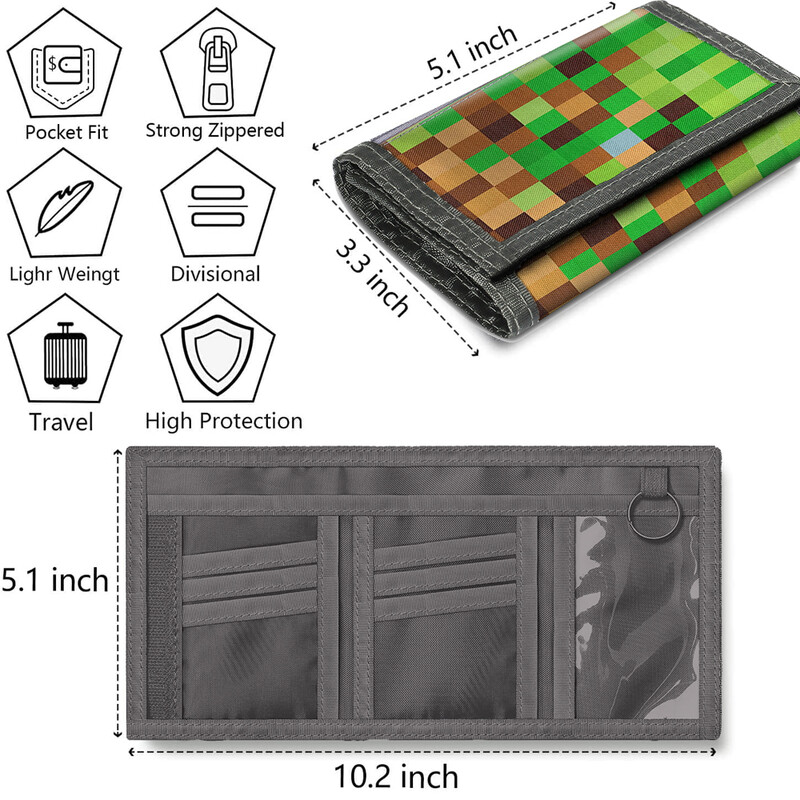 Plaid Print Lõuend Lastele Rahakott Krediitkaardi/ID-hoidja Lisad Müntide rahakotid Kokkupandav vabaaja rahakott Uudne rahakott lukuga rahakott