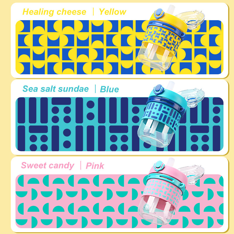 Sticla de apă nouă pentru copii, cu paie, curea de umăr portabilă rezistentă la scurgeri, ceașcă de apă potabilă pentru sporturi școlare, sticlă fără BPA