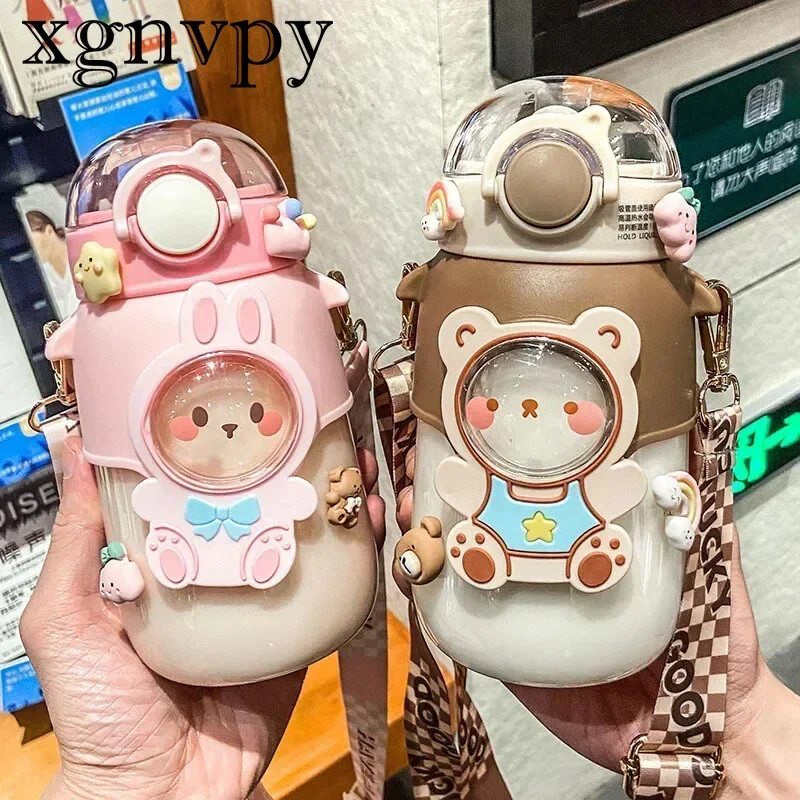 Laste veepudel koolipoiste tüdrukute tassile õlgedega BPA-vaba armas multifilmi lekkekindel kruus 720 ml kaasaskantav reisiklaas