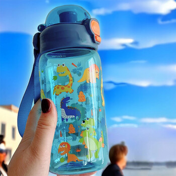 600ML Сладка детска бутилка за вода със сламка Детска чаша за вода Sippy Външна преносима анимационна бутилка за вода за подарък за ученик