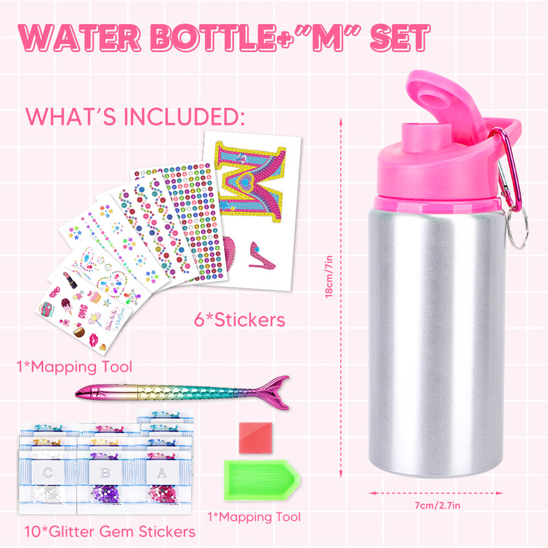 Laste veepudel DIY teemantkunsti komplektid kaasaskantavad laste veepudelid kooliõpilastele 500 ml lekkekindlad joogipudelid