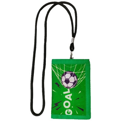 Portofel de fotbal pentru copii pentru băiat cu șnur Buzunar cu fermoar pentru monede Portofel în trei ori pentru copii mici Suporturi pentru carduri Poșetă Cadouri de zi de naștere C63F