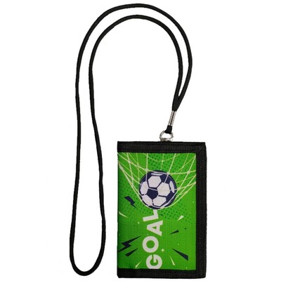 Portofel de fotbal pentru copii pentru băiat cu șnur Buzunar cu fermoar pentru monede Portofel în trei ori pentru copii mici Suporturi pentru carduri Poșetă Cadouri de zi de naștere C63F