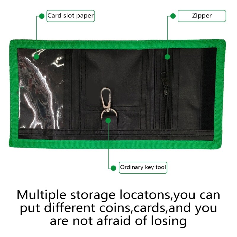 Portofel de fotbal pentru copii pentru băiat cu șnur Buzunar cu fermoar pentru monede Portofel în trei ori pentru copii mici Suporturi pentru carduri Poșetă Cadouri de zi de naștere C63F