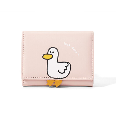 Creative Cartoon Luck Duck Design Naiste rahakott PU-nahast pangakaardihoidja Kawaii Lühike Volditud Rahakotid Kassaklamber Naiste rahakotid
