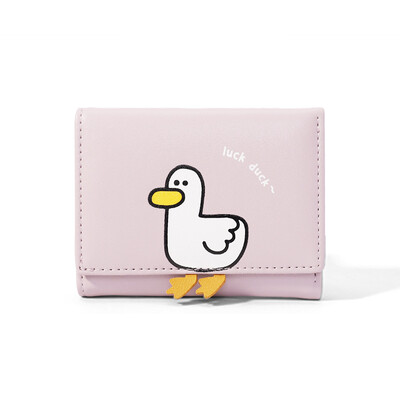 Creative Cartoon Luck Duck Design Naiste rahakott PU-nahast pangakaardihoidja Kawaii Lühike Volditud Rahakotid Kassaklamber Naiste rahakotid