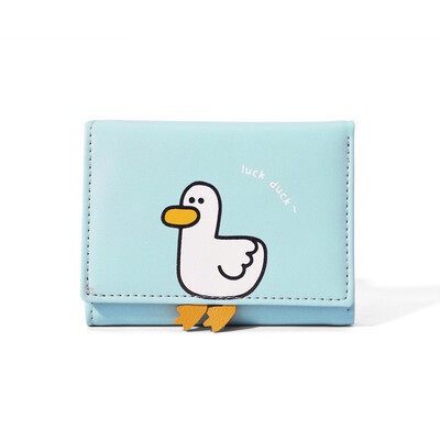 Creative Cartoon Luck Duck Design Naiste rahakott PU-nahast pangakaardihoidja Kawaii Lühike Volditud Rahakotid Kassaklamber Naiste rahakotid