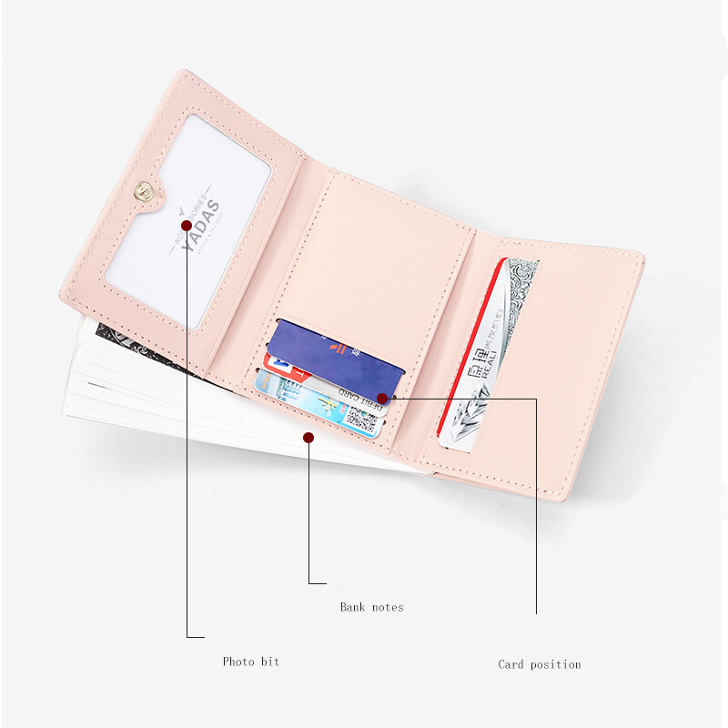 Creative Cartoon Luck Duck Design Naiste rahakott PU-nahast pangakaardihoidja Kawaii Lühike Volditud Rahakotid Kassaklamber Naiste rahakotid