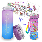 600ml Διακοσμήστε μπουκάλι νερού με αυτοκόλλητα διαμαντιών λάμψης μπουκάλι Δημιουργικό μαθητικό βραστήρα σχολείου Χειροτεχνίες ζωγραφικής με διαμάντια