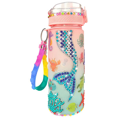 600ml Διακοσμήστε μπουκάλι νερού με αυτοκόλλητα διαμαντιών λάμψης μπουκάλι Δημιουργικό μαθητικό βραστήρα σχολείου Χειροτεχνίες ζωγραφικής με διαμάντια