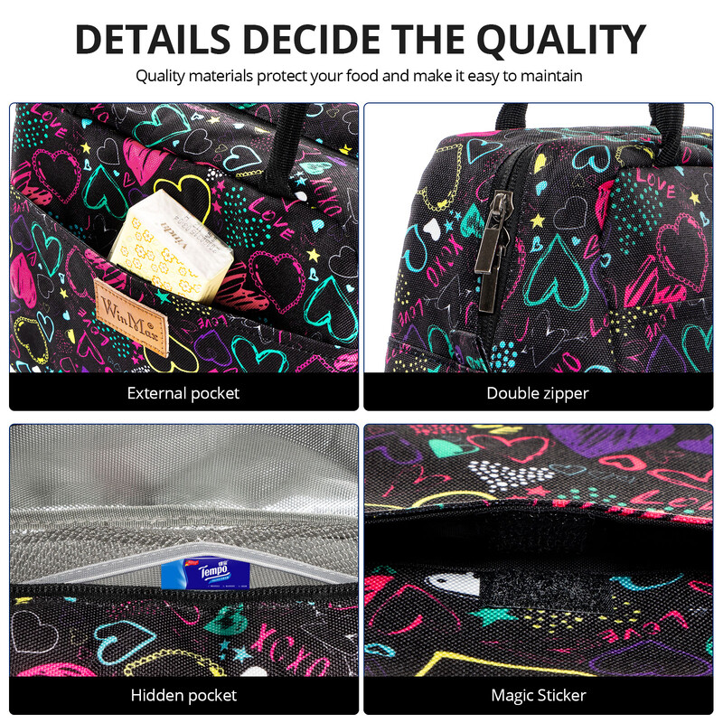 Kutija za ručak Torba za ručak Izolirana rashladna torba Vodootporna termo torba za žene Djevojke i dame, slatke za posao piknik škola