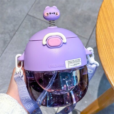 Suc de ceai de călătorie din plastic Sticla de fitness în aer liber pentru studenți portabil de vară pentru călătorii școlare de băut Sticla de apă pentru copii