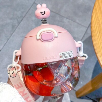 Suc de ceai de călătorie din plastic Sticla de fitness în aer liber pentru studenți portabil de vară pentru călătorii școlare de băut Sticla de apă pentru copii