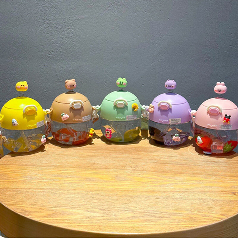 Suc de ceai de călătorie din plastic Sticla de fitness în aer liber pentru studenți portabil de vară pentru călătorii școlare de băut Sticla de apă pentru copii