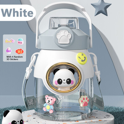 Armsad laste veepudelid õlgedega tüdrukutele, 850 ml, suure mahutavusega Kawaii multikas õpilaste kooli reisivee tass