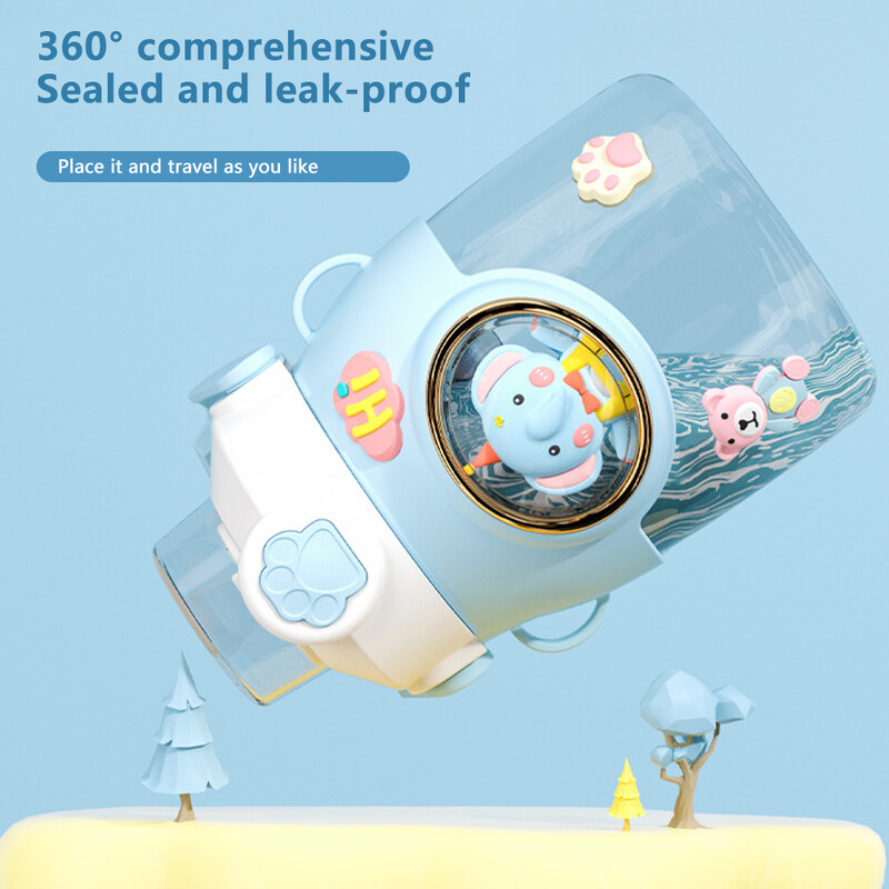 Armsad laste veepudelid õlgedega tüdrukutele, 850 ml, suure mahutavusega Kawaii multikas õpilaste kooli reisivee tass