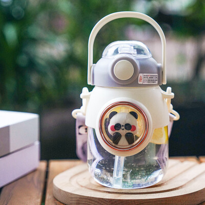 1 bucată 820 ml ceașcă de apă de desene animate cu paie de vară de capacitate mare sticle de apă de călătorie pentru studenți kawaii, ceainic portabil din plastic