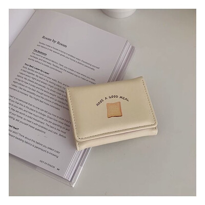 Xiuya Portofele drăguțe de pâine pentru femei în stil coreean, modă, portofel de carte de designer simplu, pătrat din piele, genți estetice originale