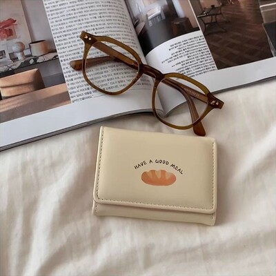Xiuya Portofele drăguțe de pâine pentru femei în stil coreean, modă, portofel de carte de designer simplu, pătrat din piele, genți estetice originale