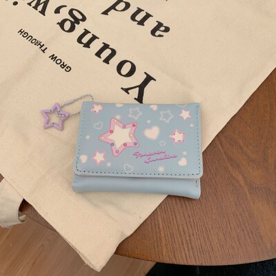 Xiuya Harajuku moodsad rahakotid naistele Uue trükiga Casual Pu-nahast armas rahakott Lühike Esteetiline päevakaart Naiste mündikott