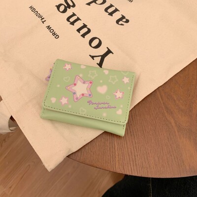 Xiuya Harajuku moodsad rahakotid naistele Uue trükiga Casual Pu-nahast armas rahakott Lühike Esteetiline päevakaart Naiste mündikott