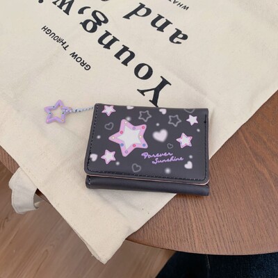 Xiuya Harajuku moodsad rahakotid naistele Uue trükiga Casual Pu-nahast armas rahakott Lühike Esteetiline päevakaart Naiste mündikott